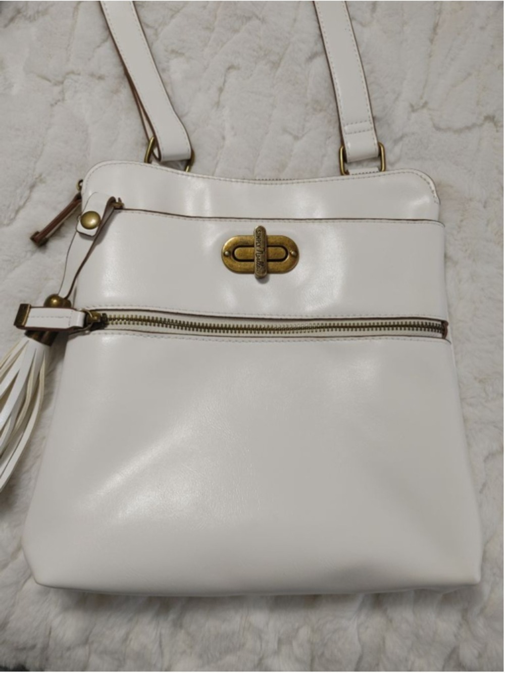 Women's Simply Noelle Island Breeze White Messenger Toggle Closure Bag